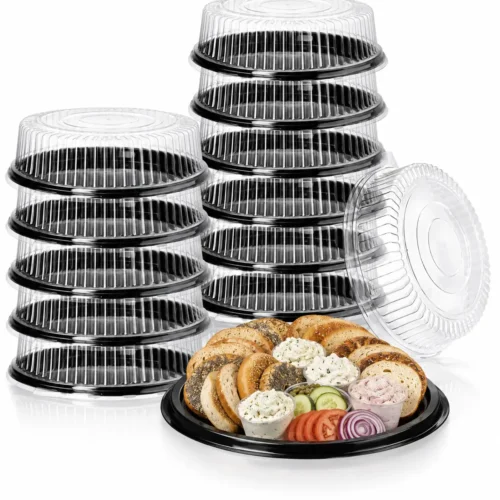 Black Round Fine Line Tray