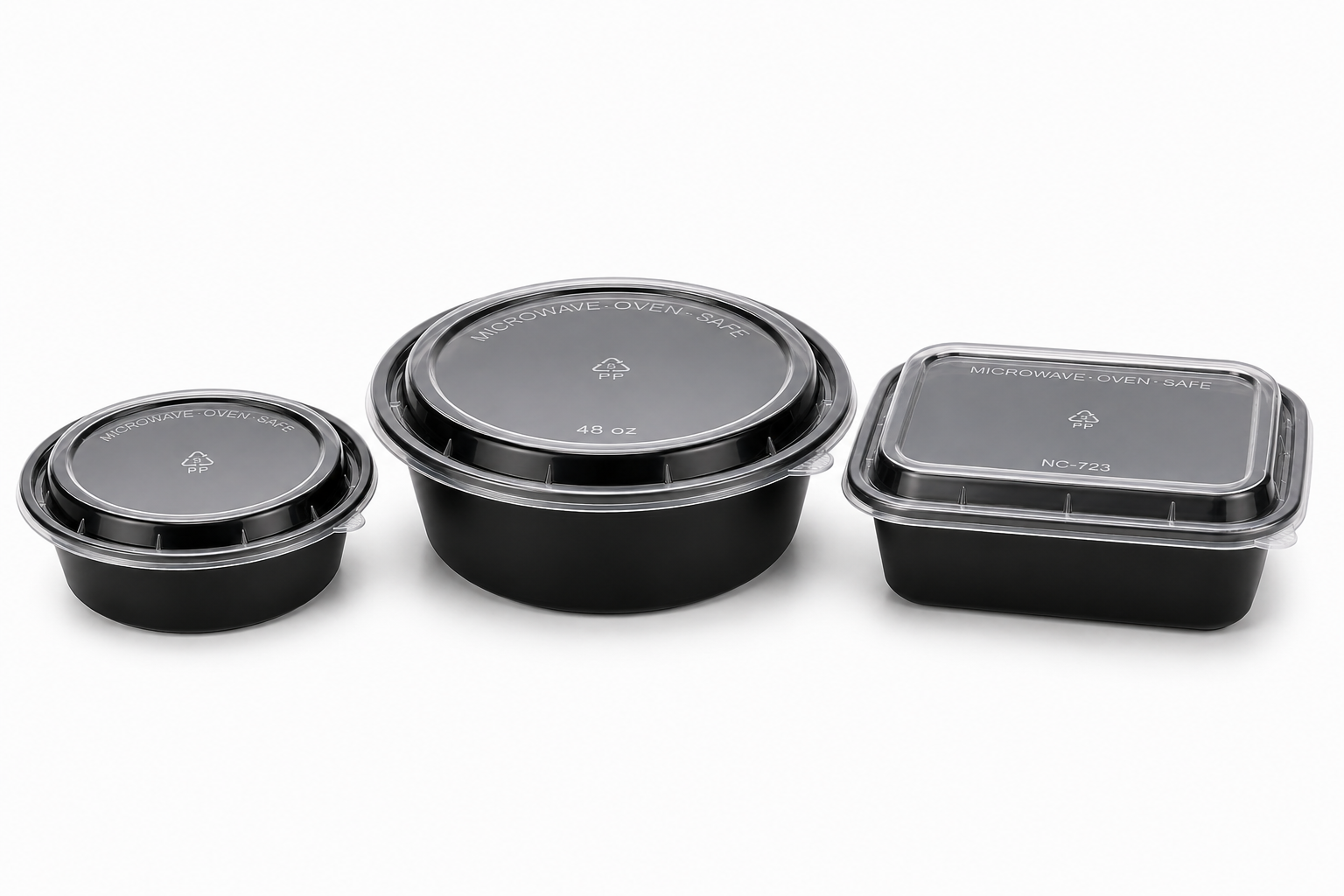 Black Microwave Containers - Round