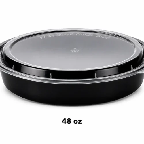 Black Microwave Containers - Round